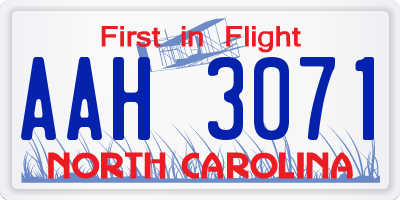 NC license plate AAH3071