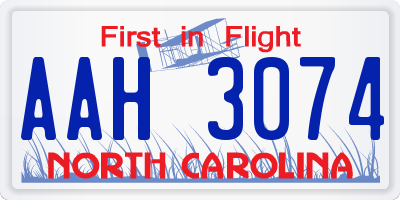 NC license plate AAH3074