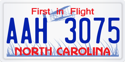 NC license plate AAH3075