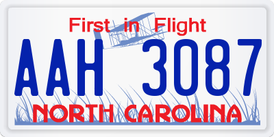 NC license plate AAH3087