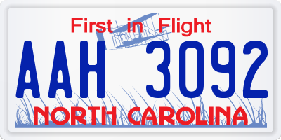 NC license plate AAH3092