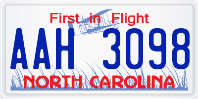 NC license plate AAH3098