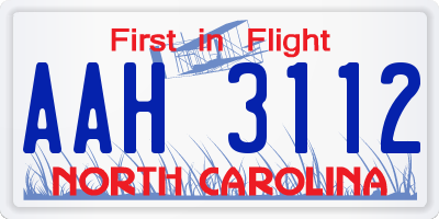 NC license plate AAH3112