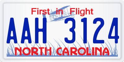 NC license plate AAH3124