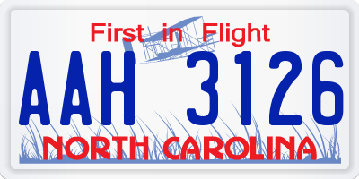 NC license plate AAH3126