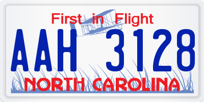 NC license plate AAH3128