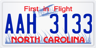 NC license plate AAH3133