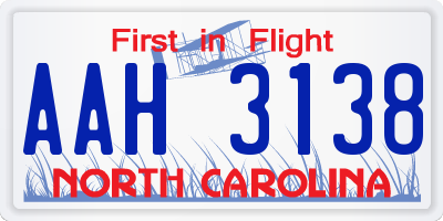 NC license plate AAH3138