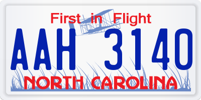 NC license plate AAH3140