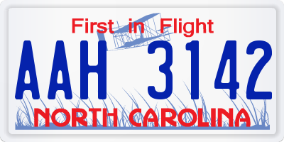 NC license plate AAH3142
