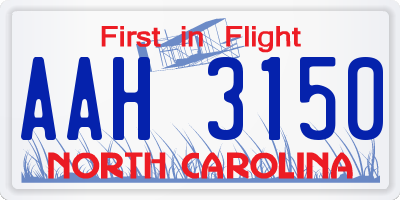 NC license plate AAH3150