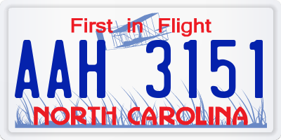 NC license plate AAH3151
