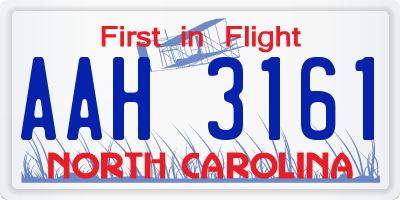 NC license plate AAH3161