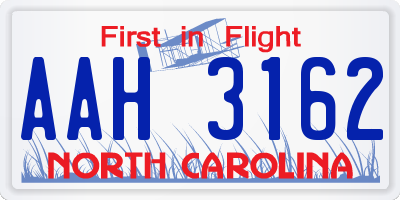 NC license plate AAH3162