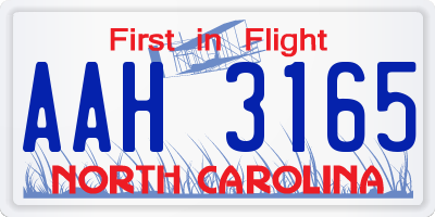 NC license plate AAH3165
