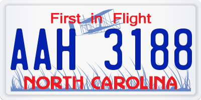 NC license plate AAH3188