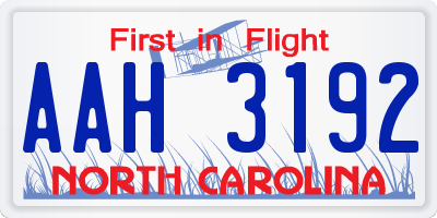NC license plate AAH3192