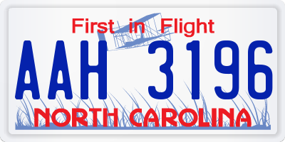 NC license plate AAH3196