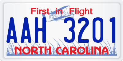 NC license plate AAH3201