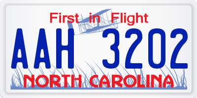 NC license plate AAH3202