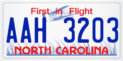 NC license plate AAH3203
