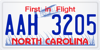 NC license plate AAH3205