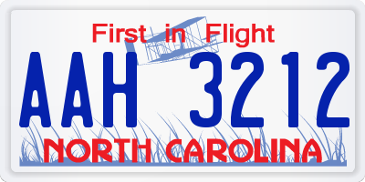 NC license plate AAH3212