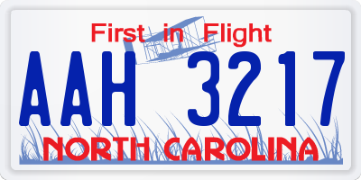 NC license plate AAH3217