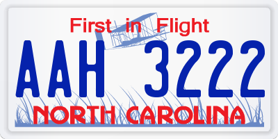NC license plate AAH3222