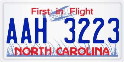 NC license plate AAH3223