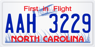 NC license plate AAH3229