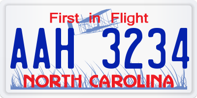 NC license plate AAH3234