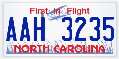 NC license plate AAH3235