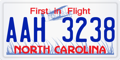 NC license plate AAH3238