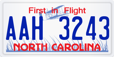 NC license plate AAH3243