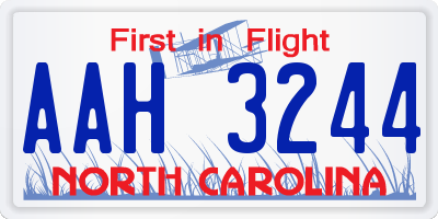 NC license plate AAH3244