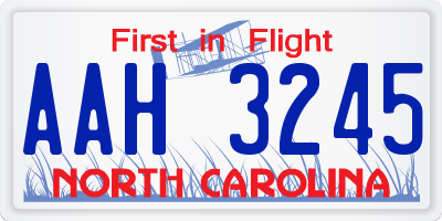 NC license plate AAH3245