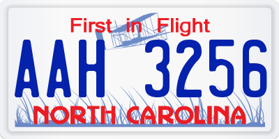 NC license plate AAH3256