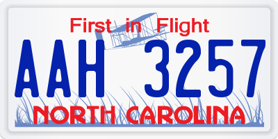 NC license plate AAH3257