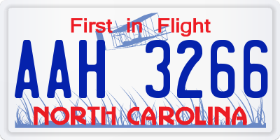 NC license plate AAH3266