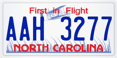 NC license plate AAH3277