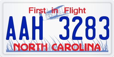 NC license plate AAH3283