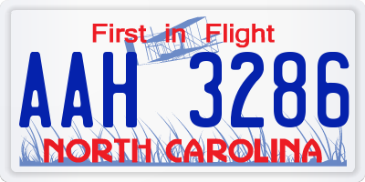 NC license plate AAH3286