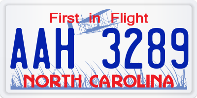 NC license plate AAH3289