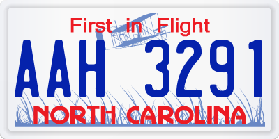 NC license plate AAH3291