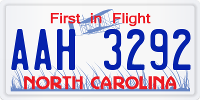 NC license plate AAH3292