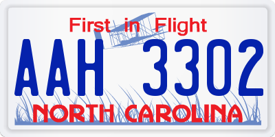 NC license plate AAH3302