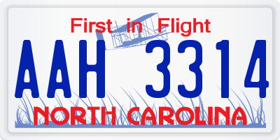 NC license plate AAH3314