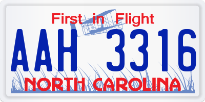 NC license plate AAH3316