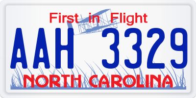 NC license plate AAH3329